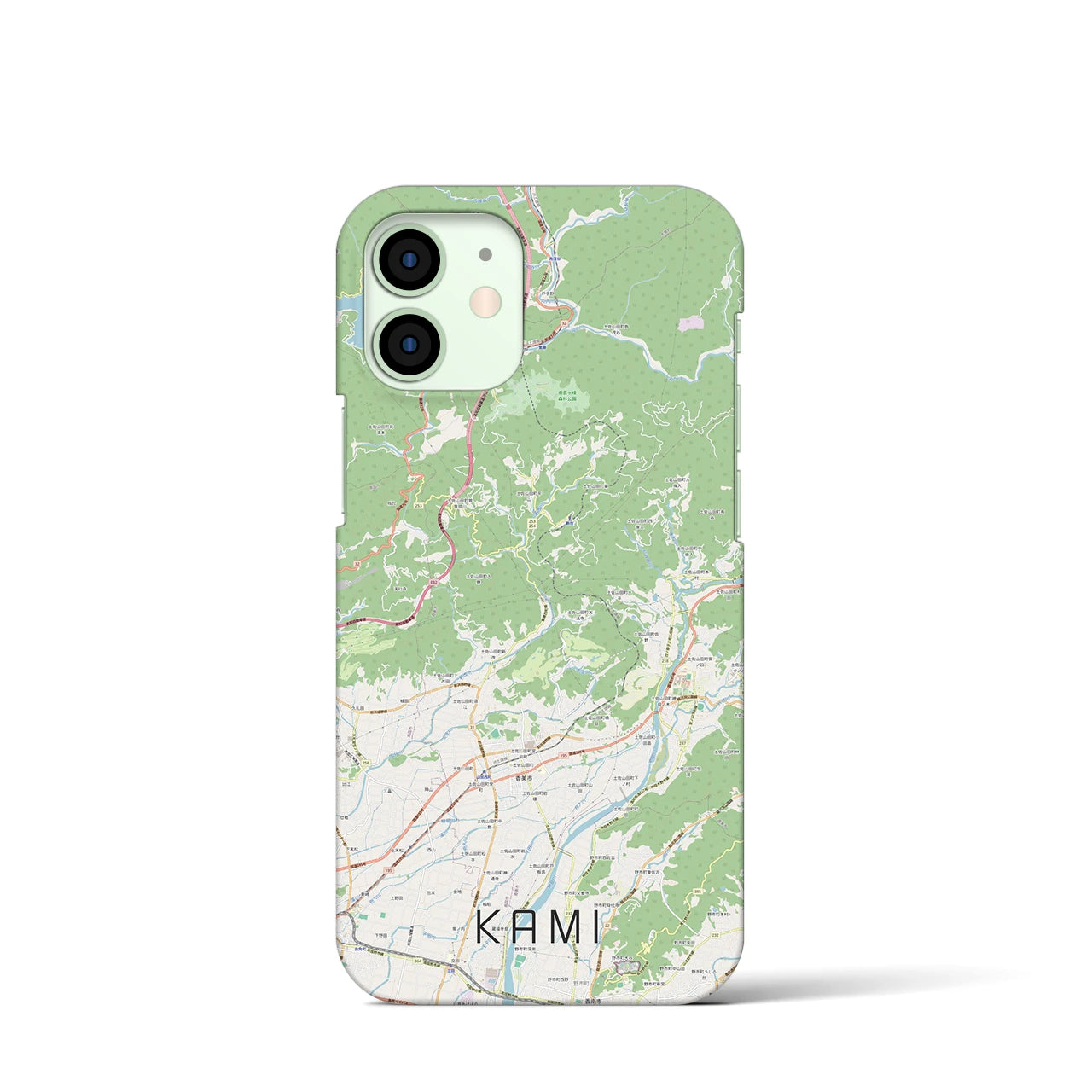 【香美】地図柄iPhoneケース（バックカバータイプ・ナチュラル）iPhone 12 mini 用