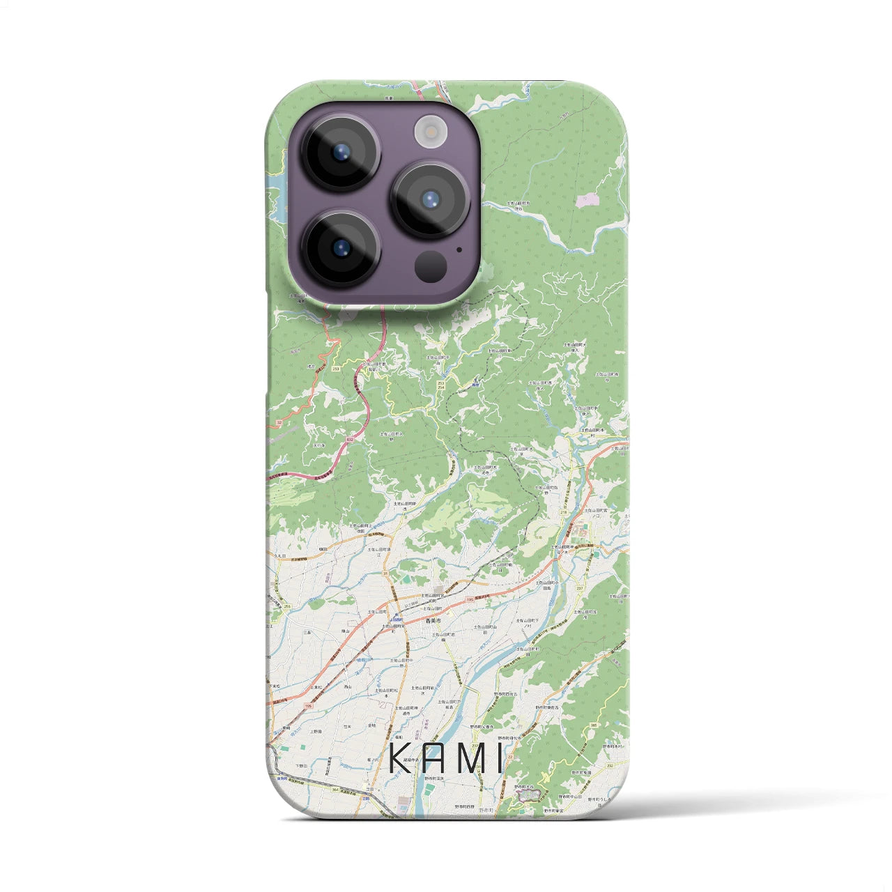 【香美】地図柄iPhoneケース（バックカバータイプ・ナチュラル）iPhone 14 Pro 用