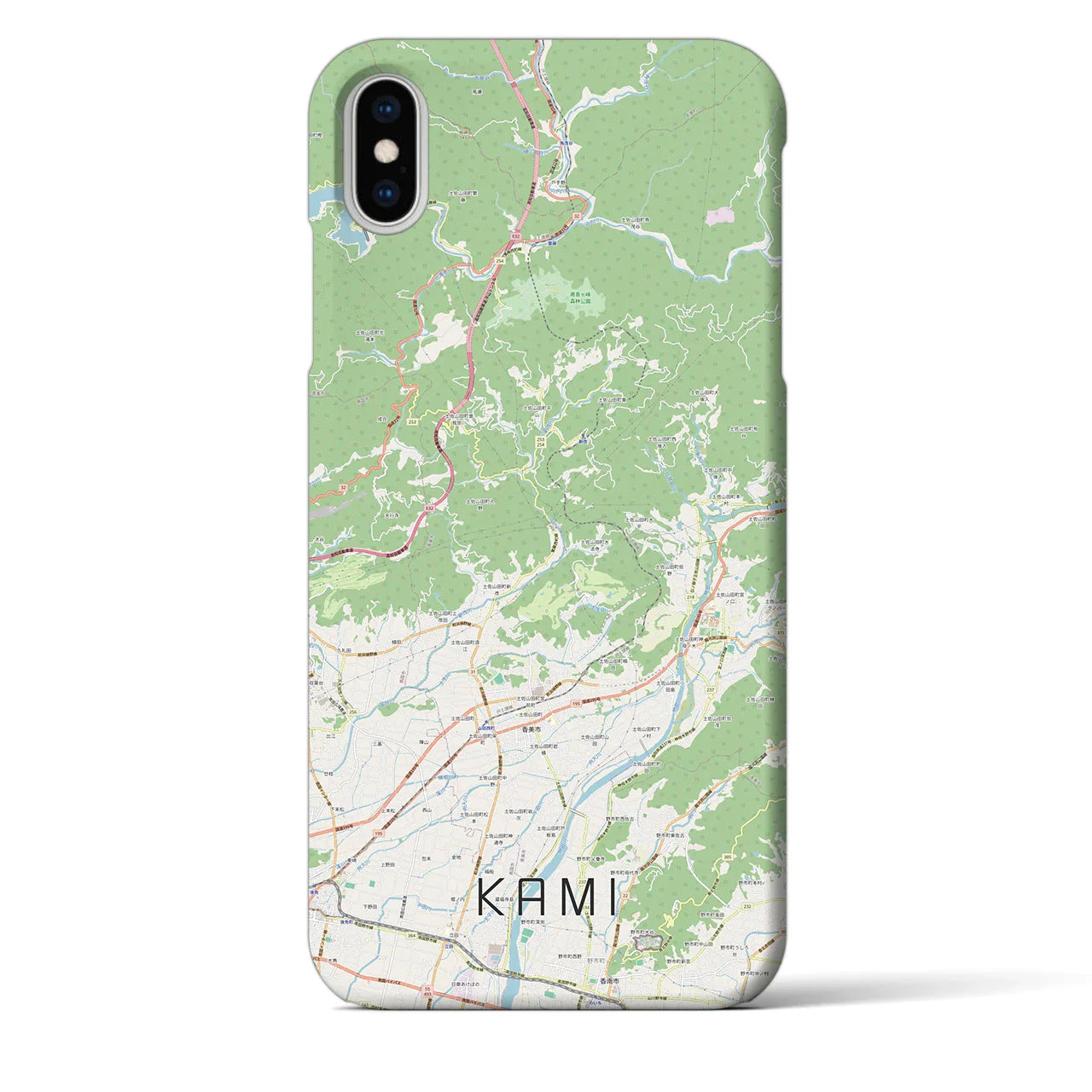 【香美（高知県）】地図柄iPhoneケース（バックカバータイプ）