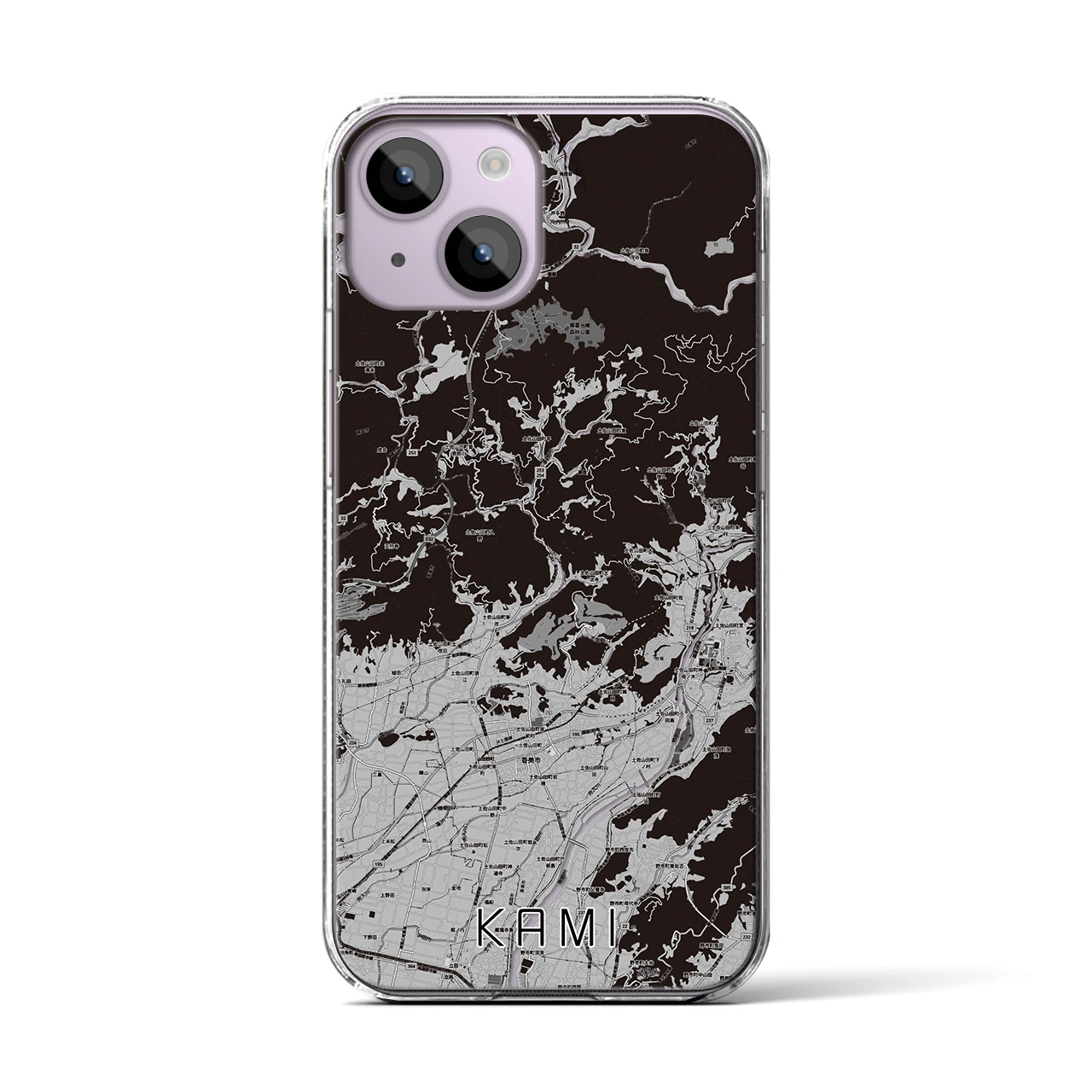 【香美（高知県）】地図柄iPhoneケース（クリアタイプ）