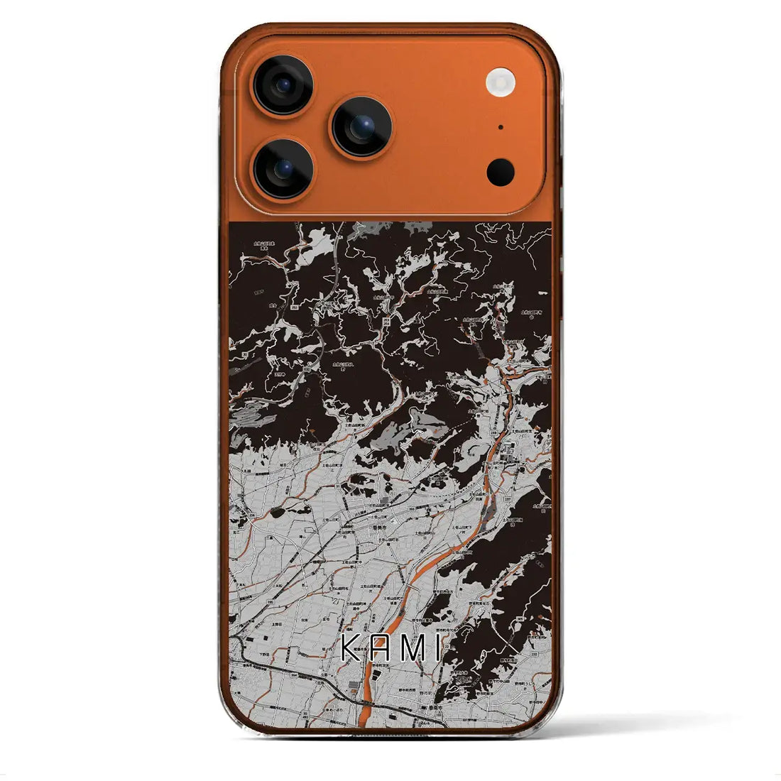 【香美（高知県）】地図柄iPhoneケース（クリアタイプ）モノトーン・iPhone 17 Pro Max 用