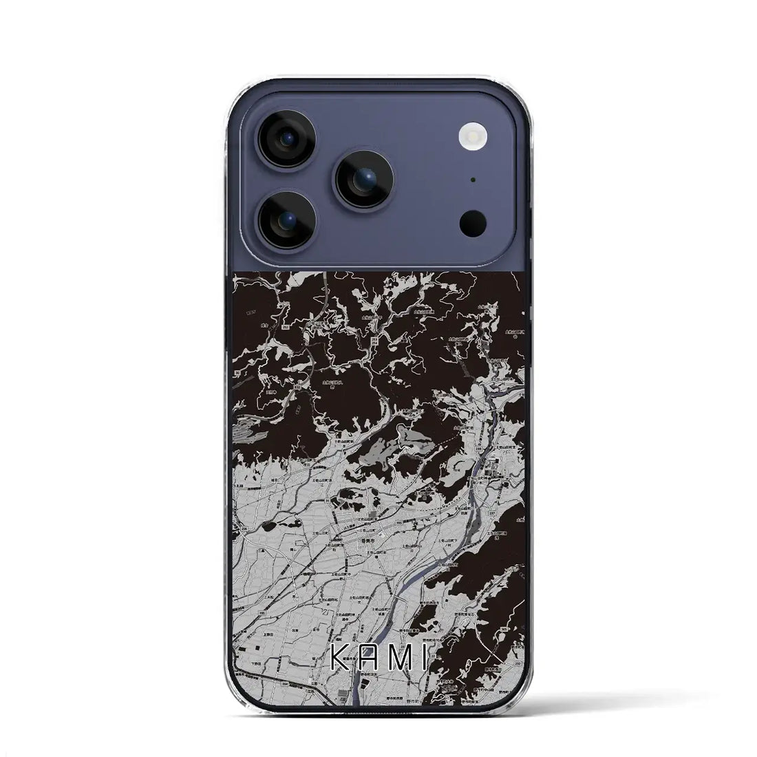 【香美(高知県)】地図柄iPhoneケース(クリアタイプ)モノトーン・iPhone 17 Pro Max 用
