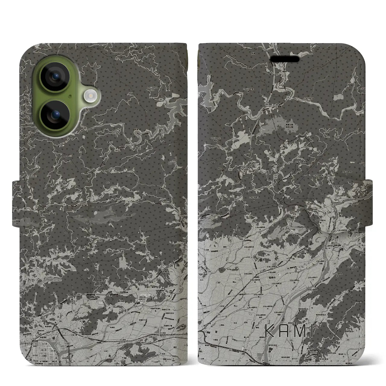 【香美（高知県）】地図柄iPhoneケース（手帳タイプ）