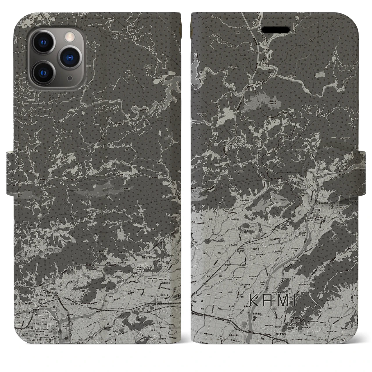 【香美（高知県）】地図柄iPhoneケース（手帳タイプ）