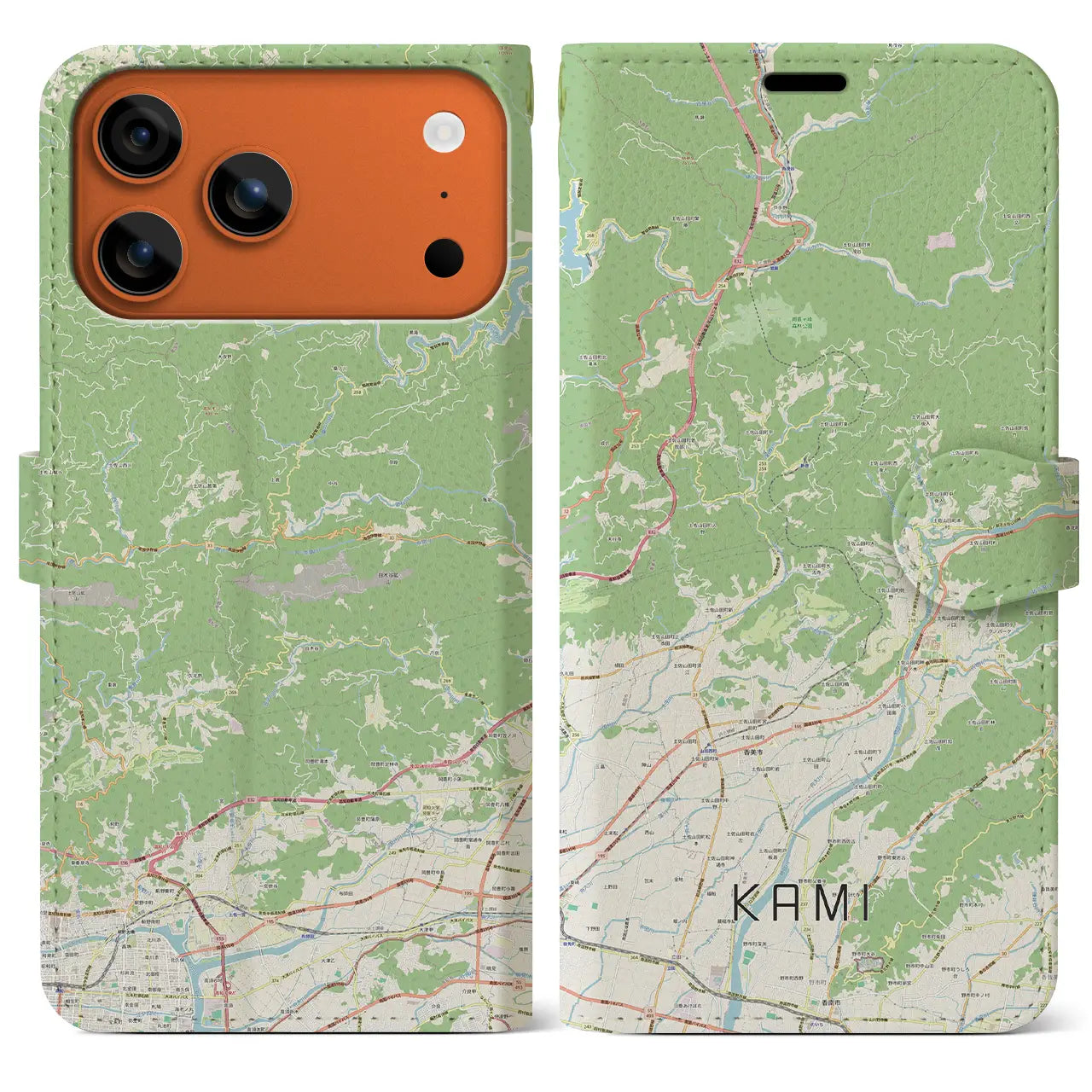 【香美（高知県）】地図柄iPhoneケース（手帳タイプ）