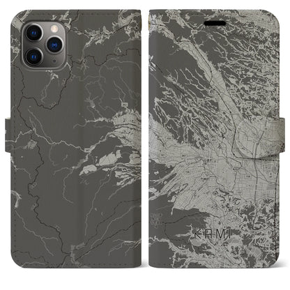 【加美（宮城県）】地図柄iPhoneケース（手帳タイプ）モノトーン・iPhone 11 Pro Max 用