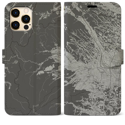 【加美（宮城県）】地図柄iPhoneケース（手帳タイプ）モノトーン・iPhone 12 Pro Max 用