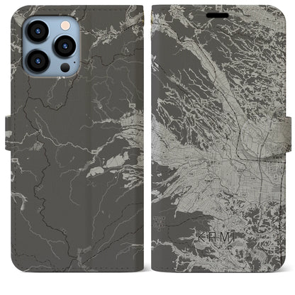 【加美（宮城県）】地図柄iPhoneケース（手帳タイプ）モノトーン・iPhone 13 Pro Max 用