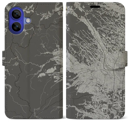 【加美（宮城県）】地図柄iPhoneケース（手帳タイプ）モノトーン・iPhone 16 Pro Max 用
