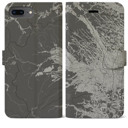 【加美（宮城県）】地図柄iPhoneケース（手帳タイプ）モノトーン・iPhone 8Plus /7Plus / 6sPlus / 6Plus 用