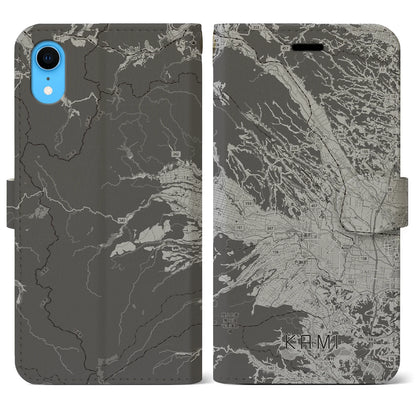【加美（宮城県）】地図柄iPhoneケース（手帳タイプ）モノトーン・iPhone XR 用