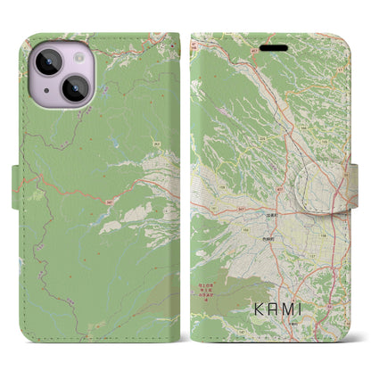 【加美（宮城県）】地図柄iPhoneケース（手帳タイプ）ナチュラル・iPhone 14 用