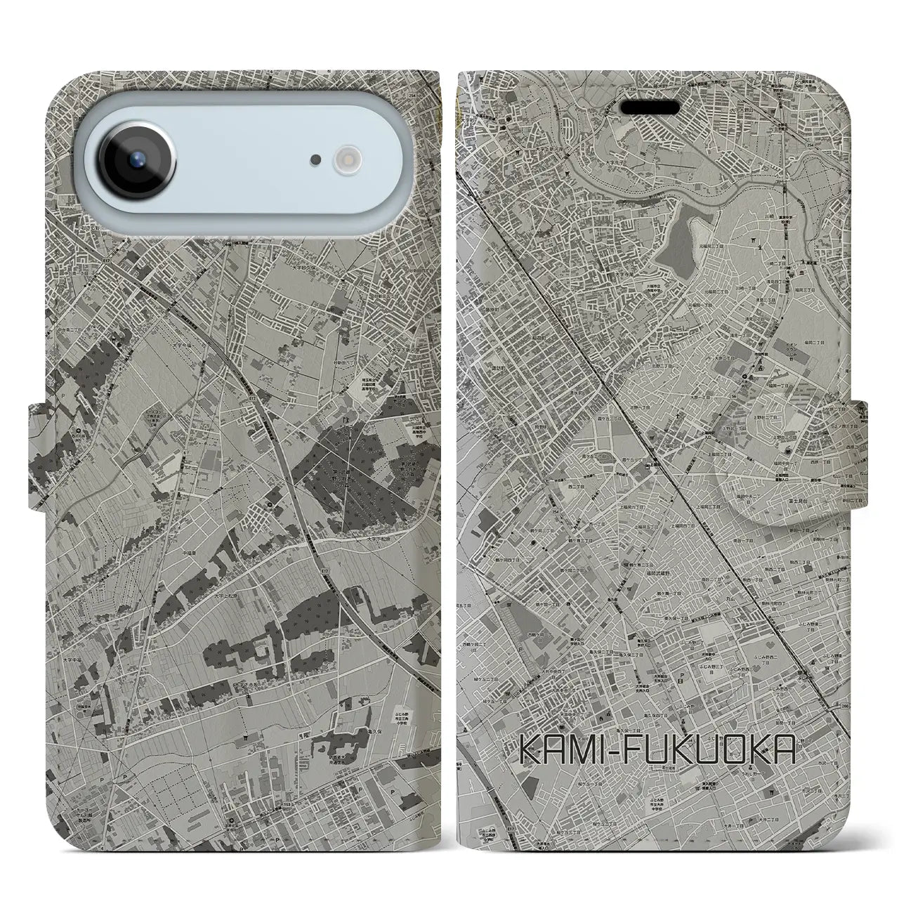 【上福岡（埼玉県）】地図柄iPhoneケース（手帳タイプ）