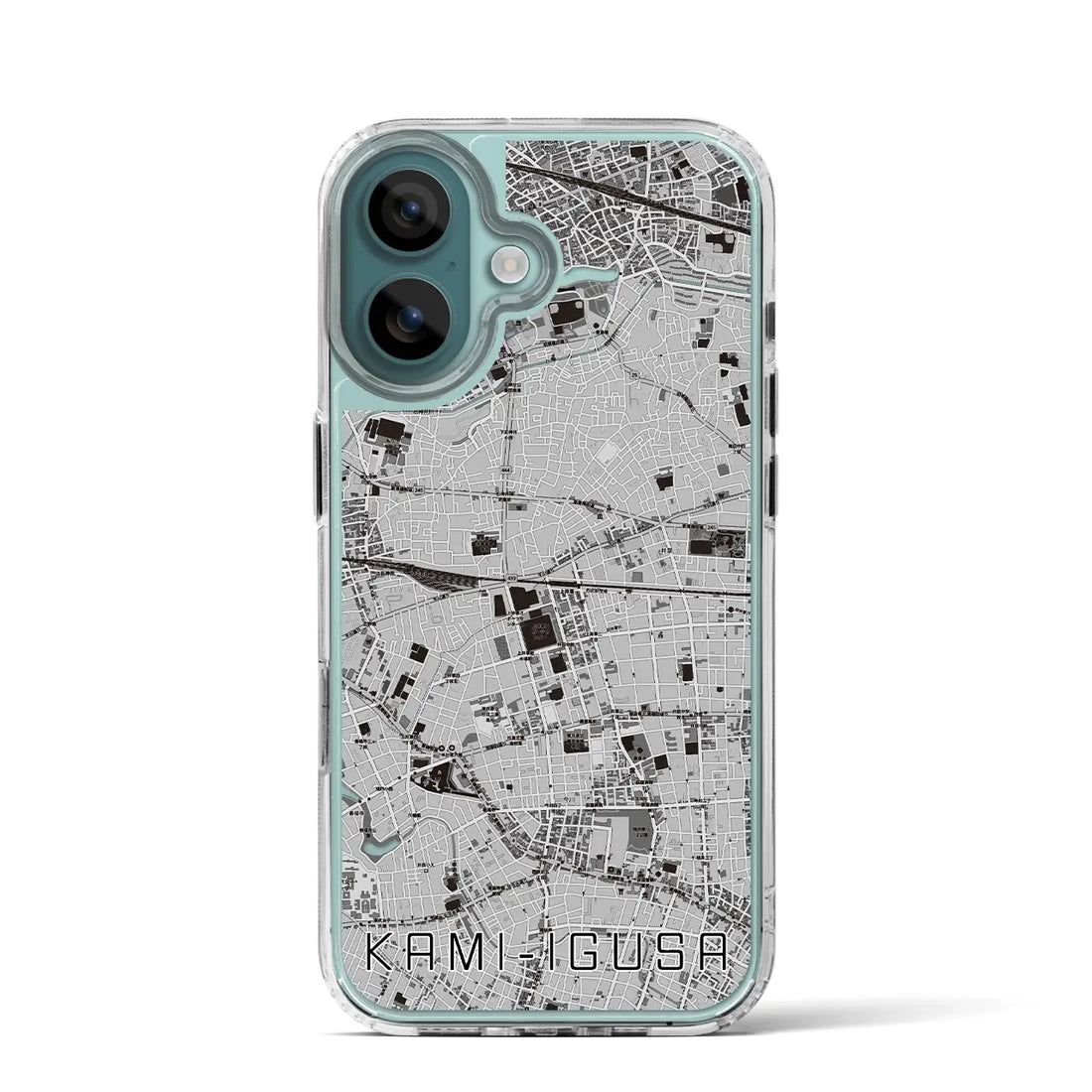 【上井草（東京都）】地図柄iPhoneケース（MagSafeタイプ）モノトーン・iPhone 16 Pro 用