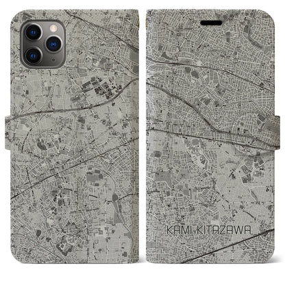 【上北沢（東京都）】地図柄iPhoneケース（手帳タイプ）モノトーン・iPhone 11 Pro Max 用