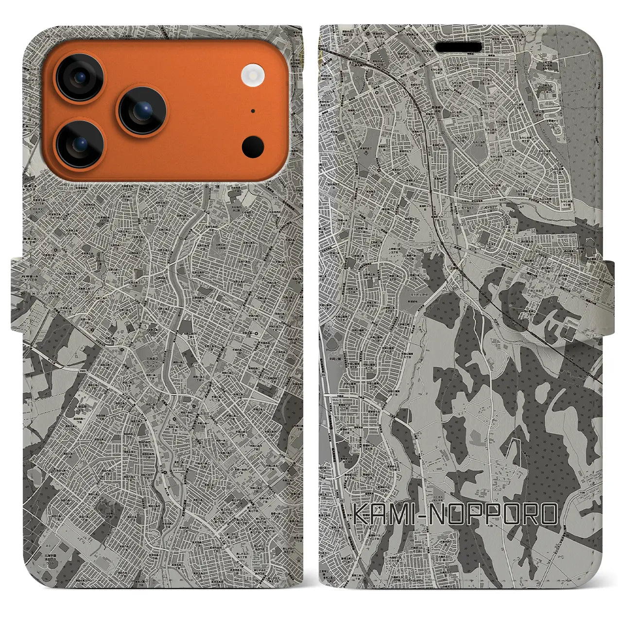 【上野幌（北海道）】地図柄iPhoneケース（手帳タイプ）