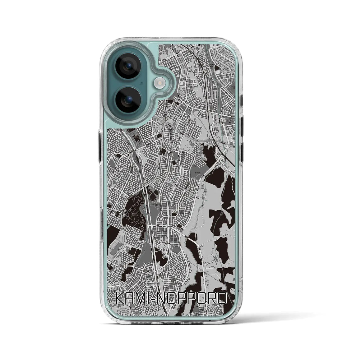 【上野幌（北海道）】地図柄iPhoneケース（MagSafeタイプ）モノトーン・iPhone 16 Pro 用