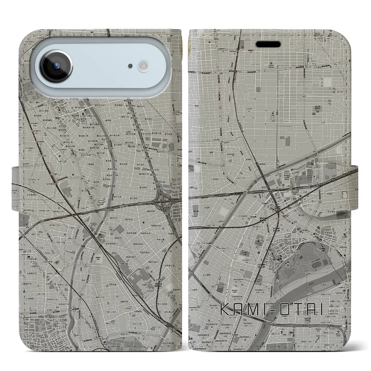 【上小田井（愛知県）】地図柄iPhoneケース（手帳タイプ）