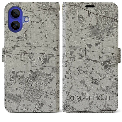 【上石神井（東京都）】地図柄iPhoneケース（手帳タイプ）モノトーン・iPhone 16 Pro Max 用