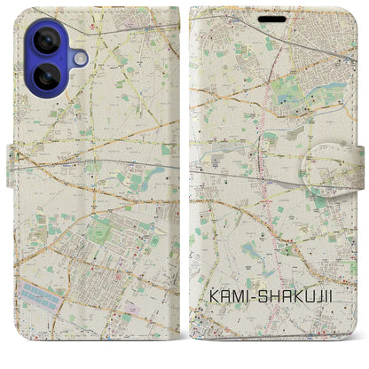 【上石神井（東京都）】地図柄iPhoneケース（手帳タイプ）ナチュラル・iPhone 16 Pro Max 用