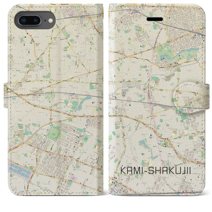 【上石神井（東京都）】地図柄iPhoneケース（手帳タイプ）ナチュラル・iPhone 8Plus /7Plus / 6sPlus / 6Plus 用
