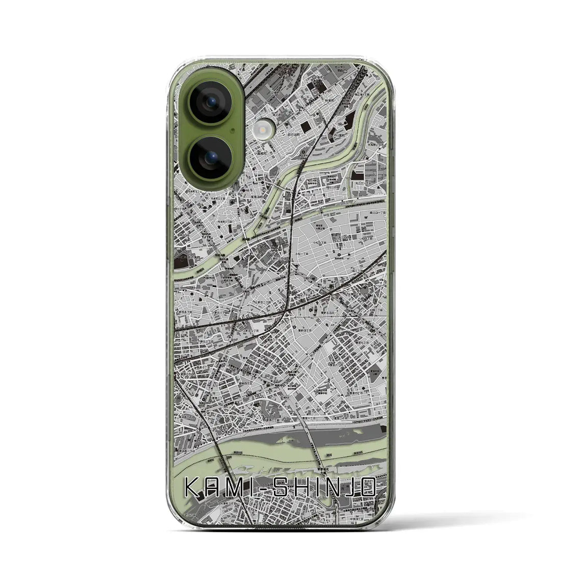 【上新庄(大阪府)】地図柄iPhoneケース(クリアタイプ)モノトーン・iPhone 17 Pro Max 用