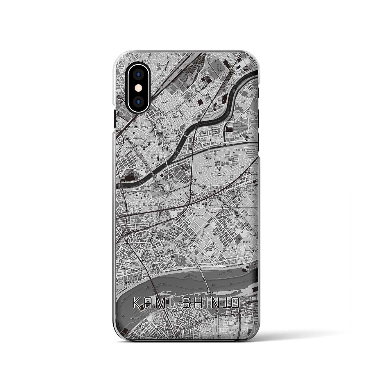 【上新庄（大阪府）】地図柄iPhoneケース（クリアタイプ）モノトーン・iPhone XS / X 用