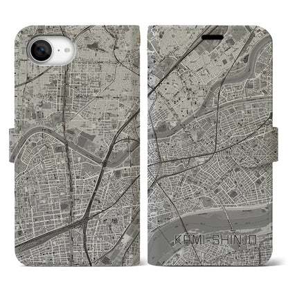 【上新庄（大阪府）】地図柄iPhoneケース（手帳タイプ）