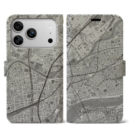 【上新庄（大阪府）】地図柄iPhoneケース（手帳タイプ）