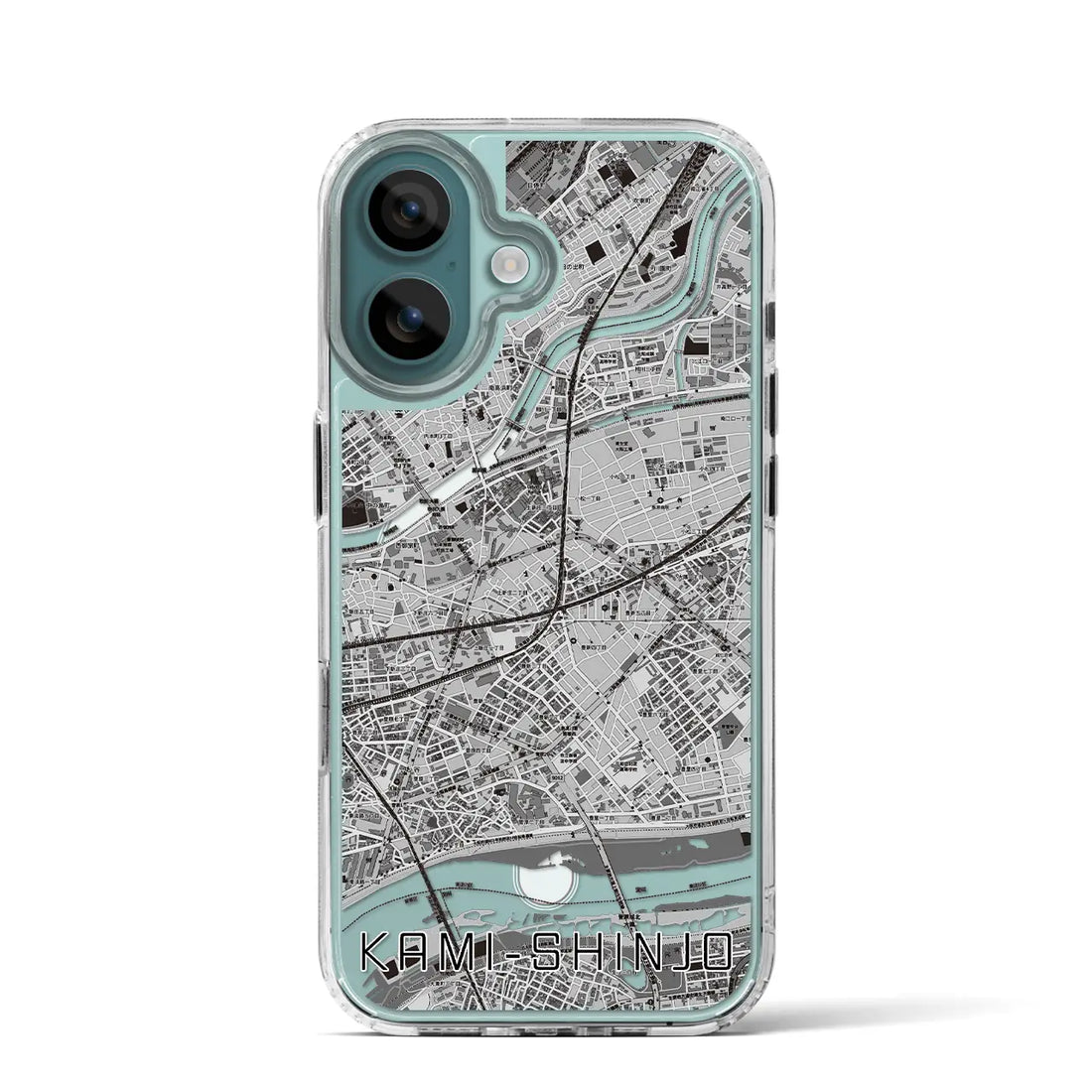 【上新庄(大阪府)】地図柄iPhoneケース(MagSafeタイプ)モノトーン・iPhone 16 Pro 用