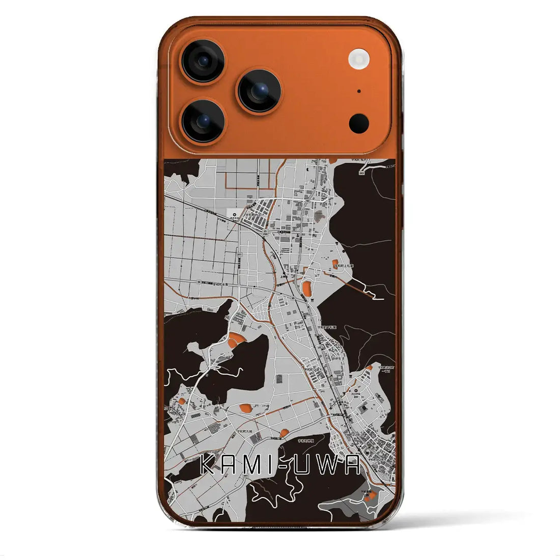 【上宇和(愛媛県)】地図柄iPhoneケース(クリアタイプ)モノトーン・iPhone 17 Pro Max 用