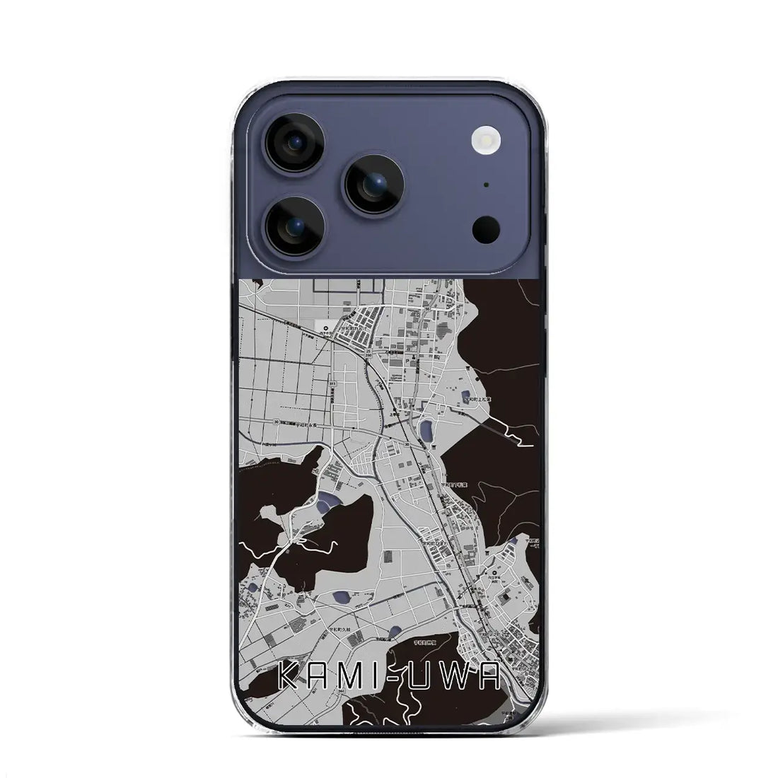 【上宇和(愛媛県)】地図柄iPhoneケース(クリアタイプ)モノトーン・iPhone 17 Pro Max 用