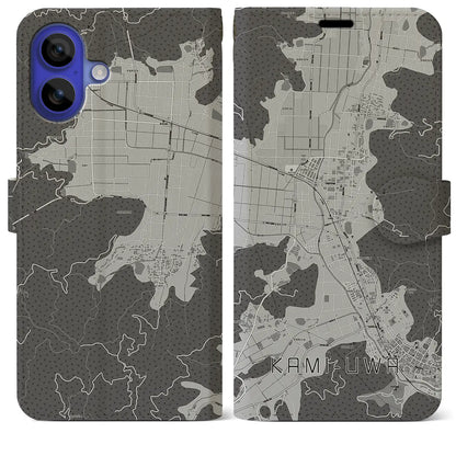 【上宇和（愛媛県）】地図柄iPhoneケース（手帳タイプ）モノトーン・iPhone 16 Pro Max 用