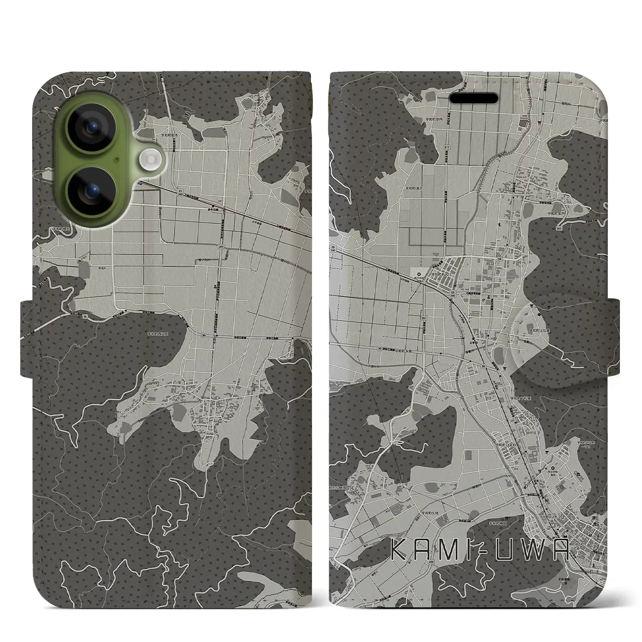 【上宇和（愛媛県）】地図柄iPhoneケース（手帳タイプ）