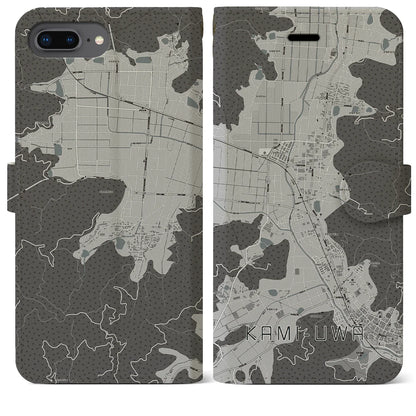 【上宇和（愛媛県）】地図柄iPhoneケース（手帳タイプ）モノトーン・iPhone 8Plus /7Plus / 6sPlus / 6Plus 用