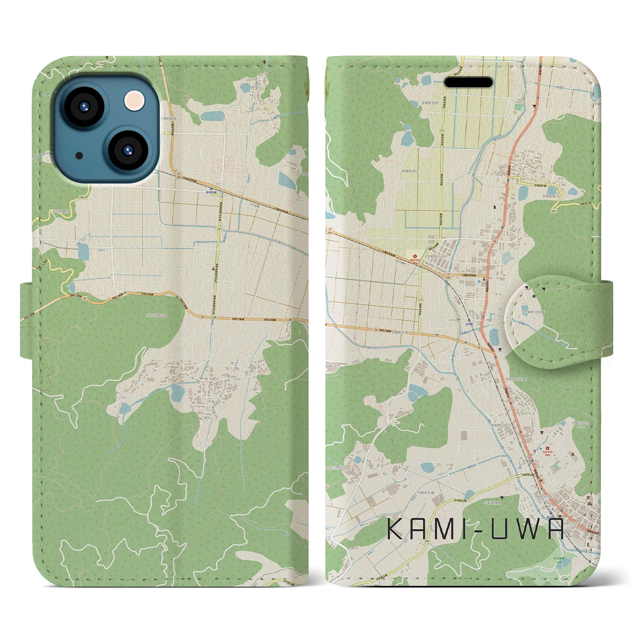 【上宇和（愛媛県）】地図柄iPhoneケース（手帳タイプ）