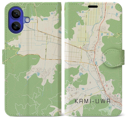 【上宇和（愛媛県）】地図柄iPhoneケース（手帳タイプ）ナチュラル・iPhone 16 Pro Max 用