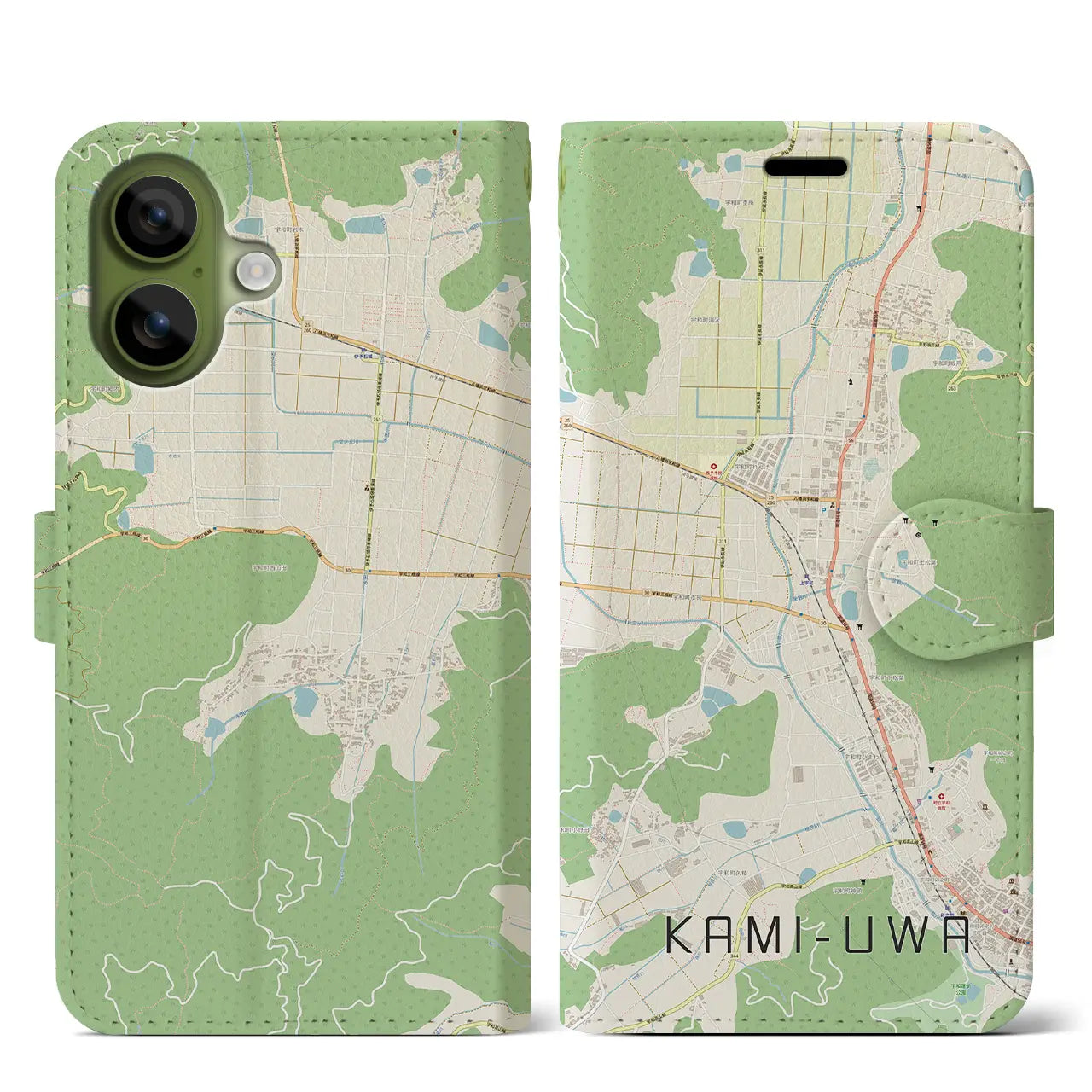 【上宇和（愛媛県）】地図柄iPhoneケース（手帳タイプ）