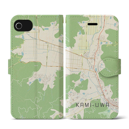 【上宇和（愛媛県）】地図柄iPhoneケース（手帳タイプ）ナチュラル・iPhone SE（第3 / 第2世代） / 8 / 7 / 6s / 6 用