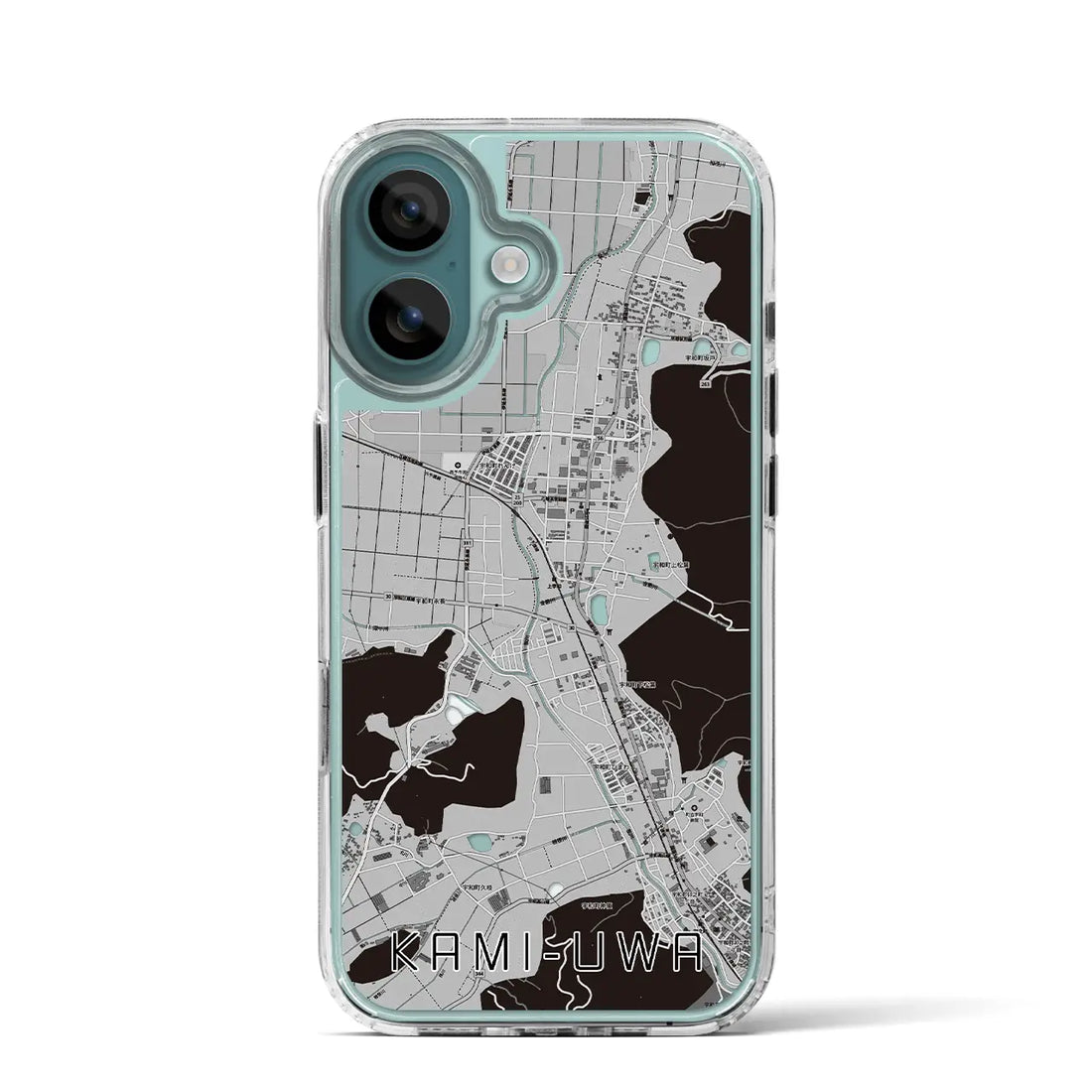 【上宇和(愛媛県)】地図柄iPhoneケース(MagSafeタイプ)モノトーン・iPhone 16 Pro 用