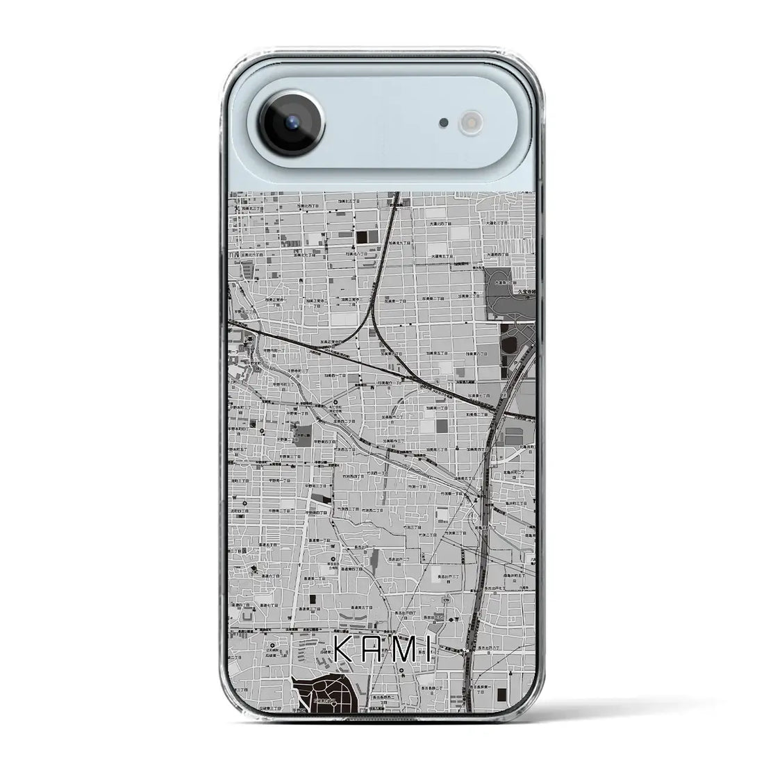 【加美（大阪府）】地図柄iPhoneケース（クリアタイプ）モノトーン・iPhone 17 Pro Max 用