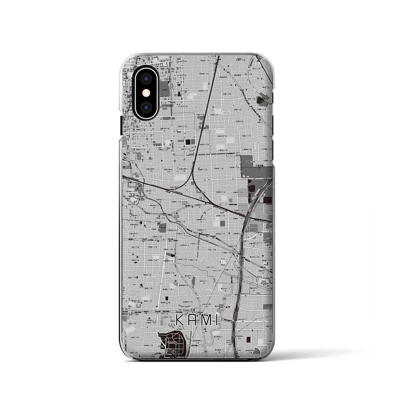 【加美（大阪府）】地図柄iPhoneケース（クリアタイプ）モノトーン・iPhone XS / X 用