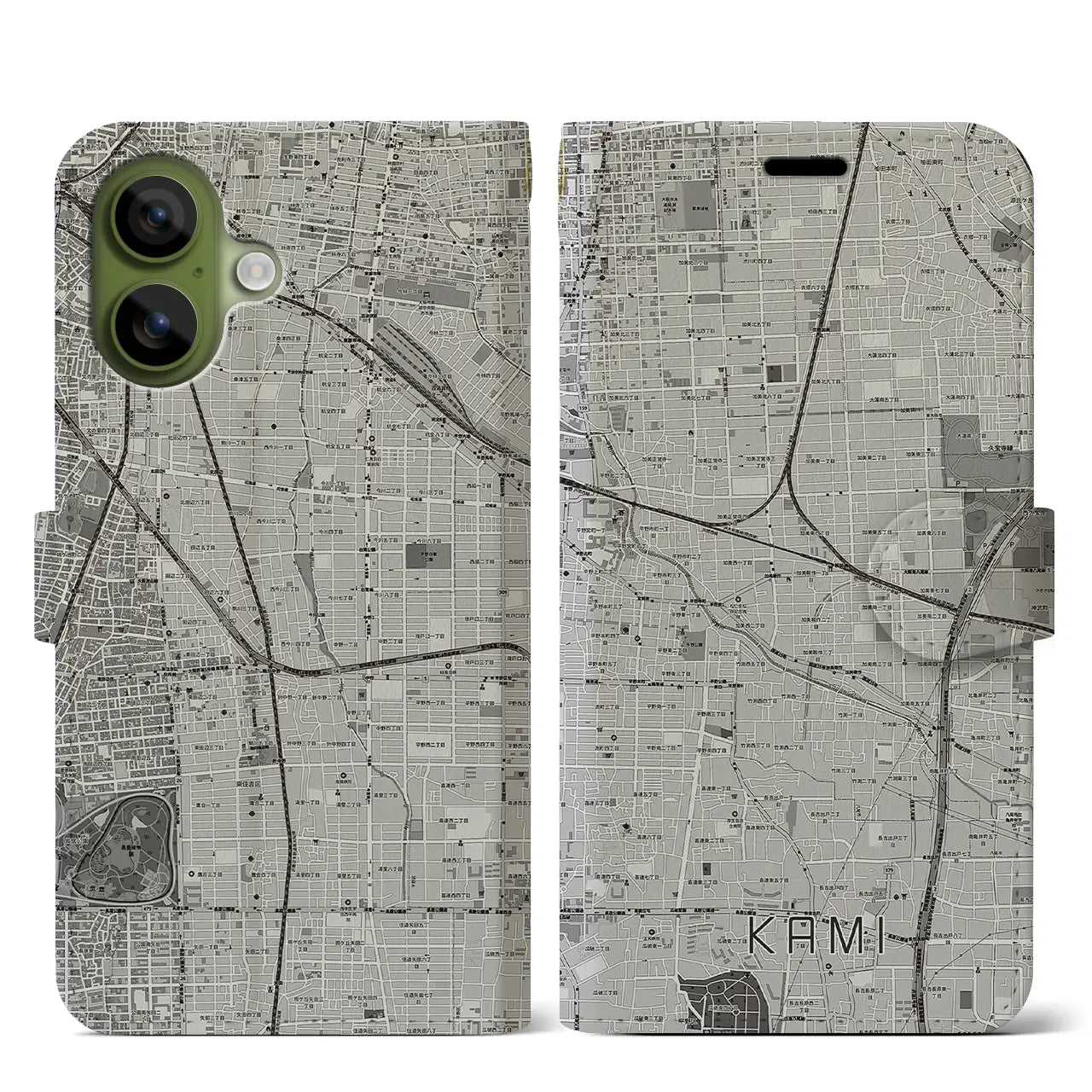 【加美（大阪府）】地図柄iPhoneケース（手帳タイプ）