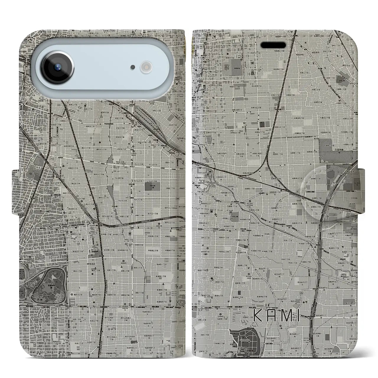 【加美（大阪府）】地図柄iPhoneケース（手帳タイプ）