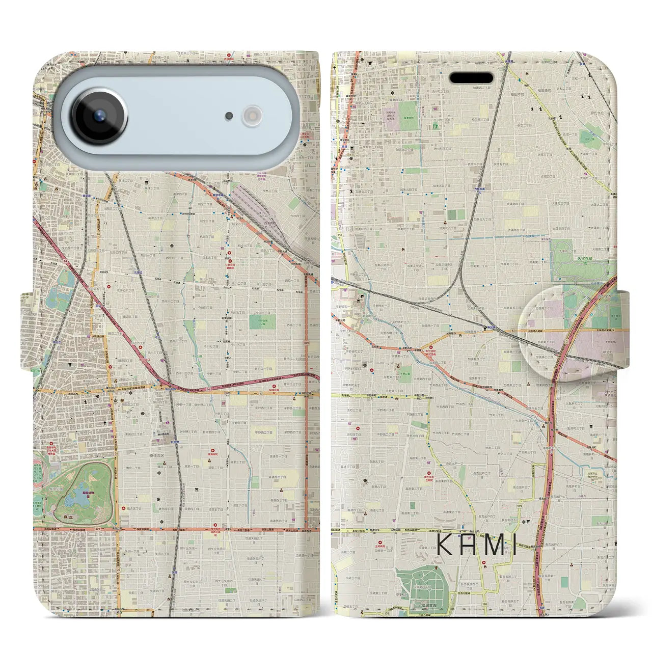 【加美（大阪府）】地図柄iPhoneケース（手帳タイプ）