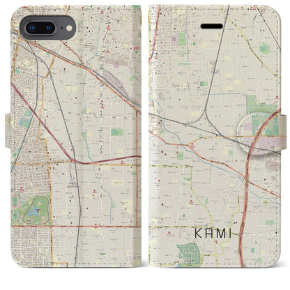 【加美（大阪府）】地図柄iPhoneケース（手帳タイプ）ナチュラル・iPhone 8Plus /7Plus / 6sPlus / 6Plus 用