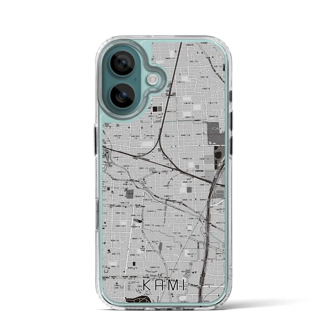 【加美（大阪府）】地図柄iPhoneケース（MagSafeタイプ）モノトーン・iPhone 16 Pro 用