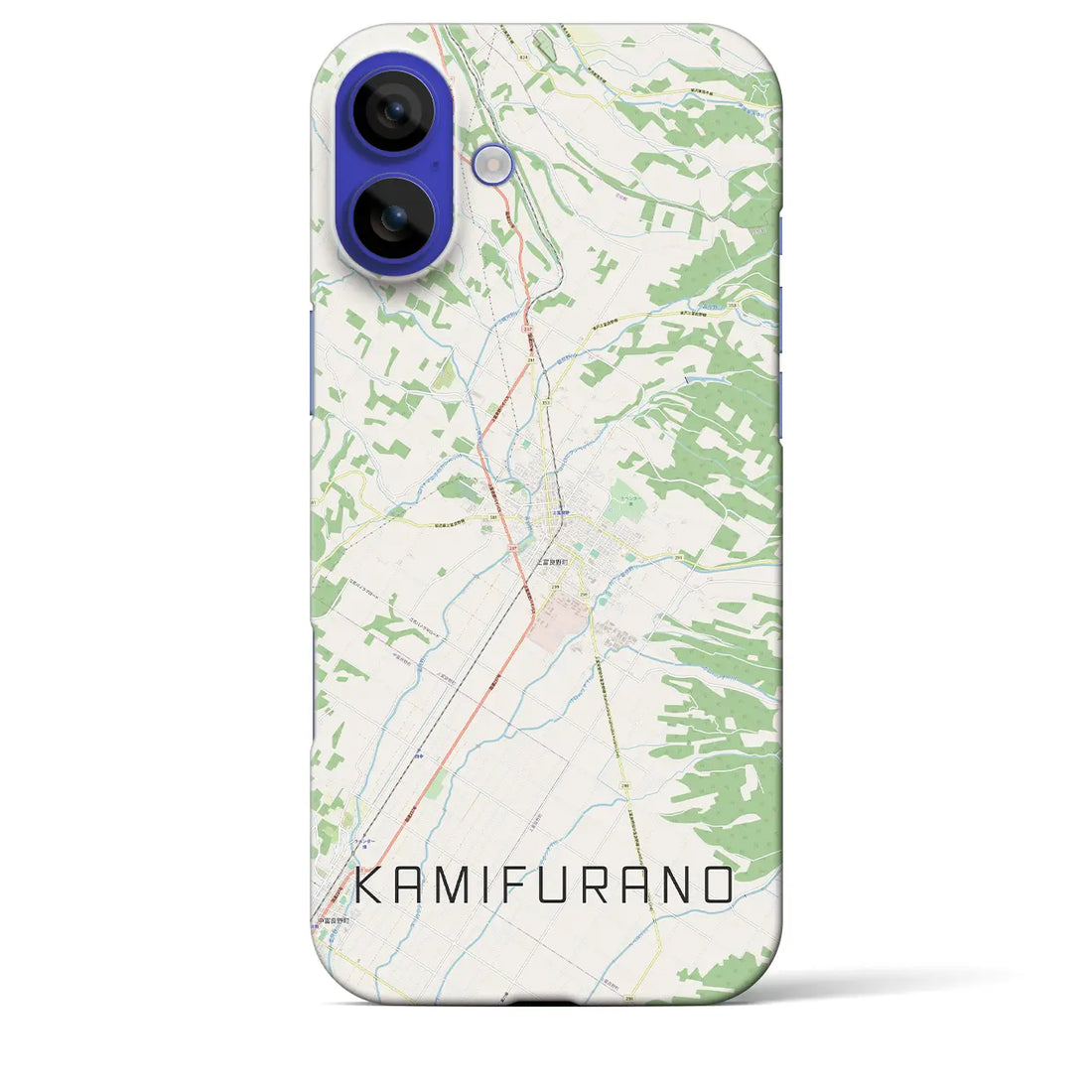 【上富良野(北海道)】地図柄iPhoneケース(バックカバータイプ)ナチュラル・iPhone 16 Pro Max 用