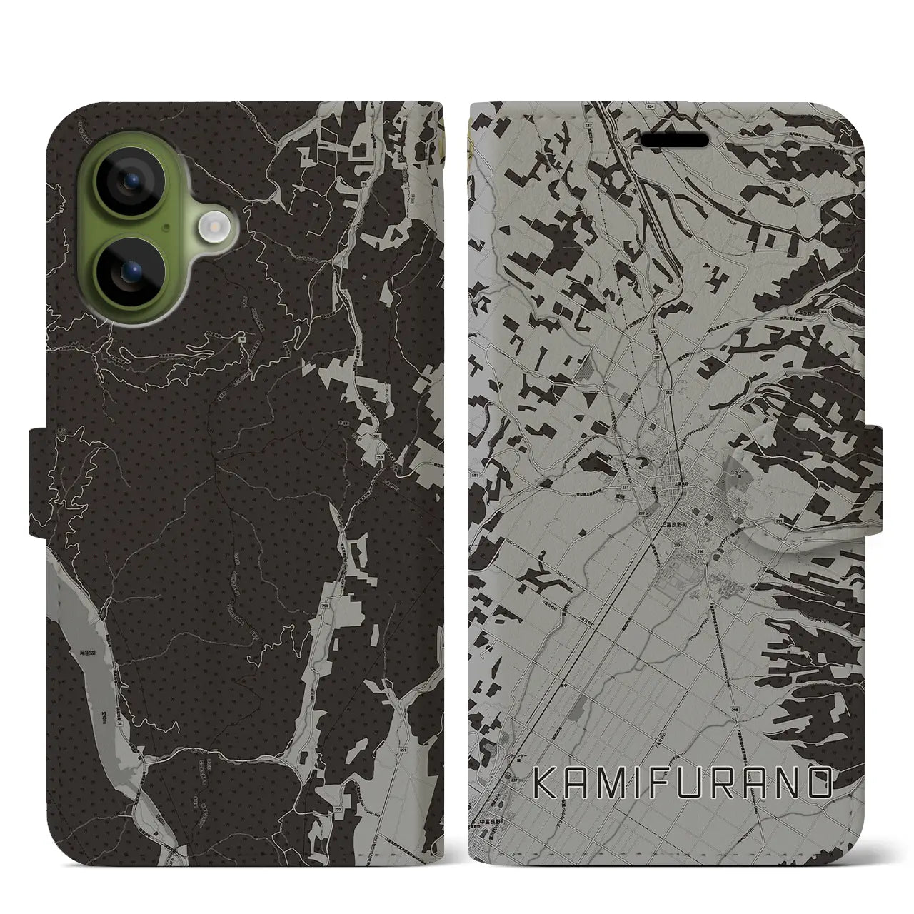 【上富良野（北海道）】地図柄iPhoneケース（手帳タイプ）