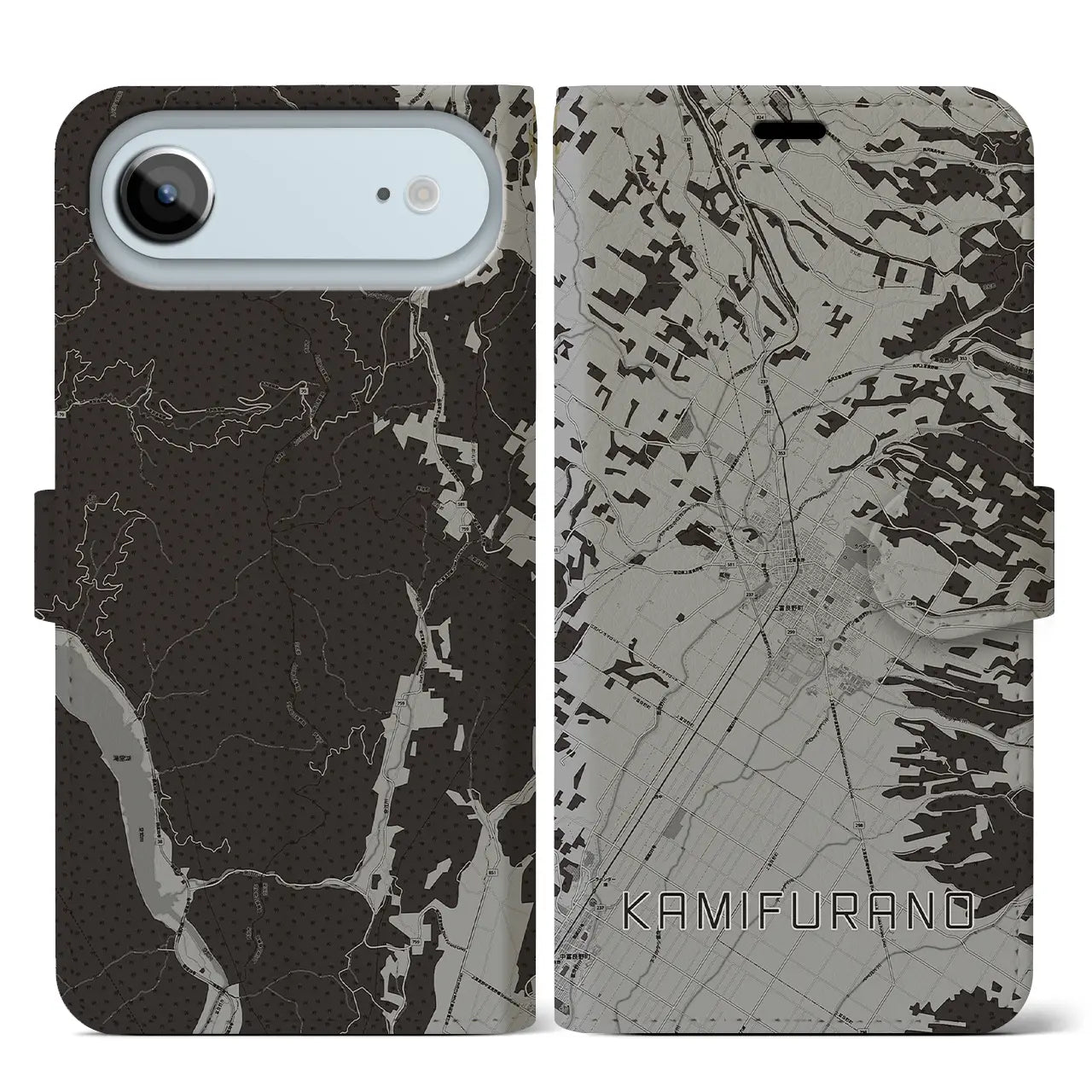 【上富良野（北海道）】地図柄iPhoneケース（手帳タイプ）